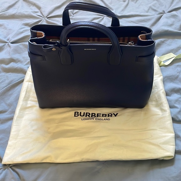 Burberry Regency Blue & Checked Banner Tote Bag - Picture 1 of 11
